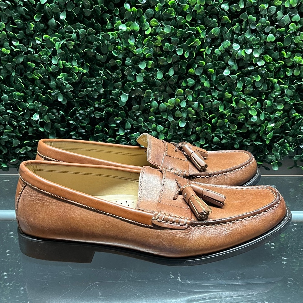GBX Tan Leather Tassel Slip-Ons